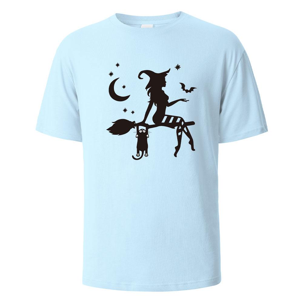 Witch Print t shirts 100 Cotton Summer Tees For Men Women Oversize Casual Tops t shirts