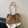 Suede/PU Leather Shoulder Bag Retro Elegant Handbag Available In 4 Colors Solid Color Commuting Tote Bag School/Travel/Work