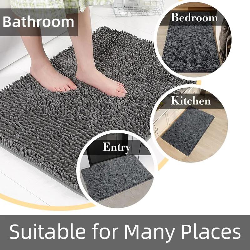 1 PCS Bathroom Rug Mat Non Slip Quick Dry Bath Mats Extra Thick and Super Absorbent Bath Rugs Microfiber Chenille Shower Carpet
