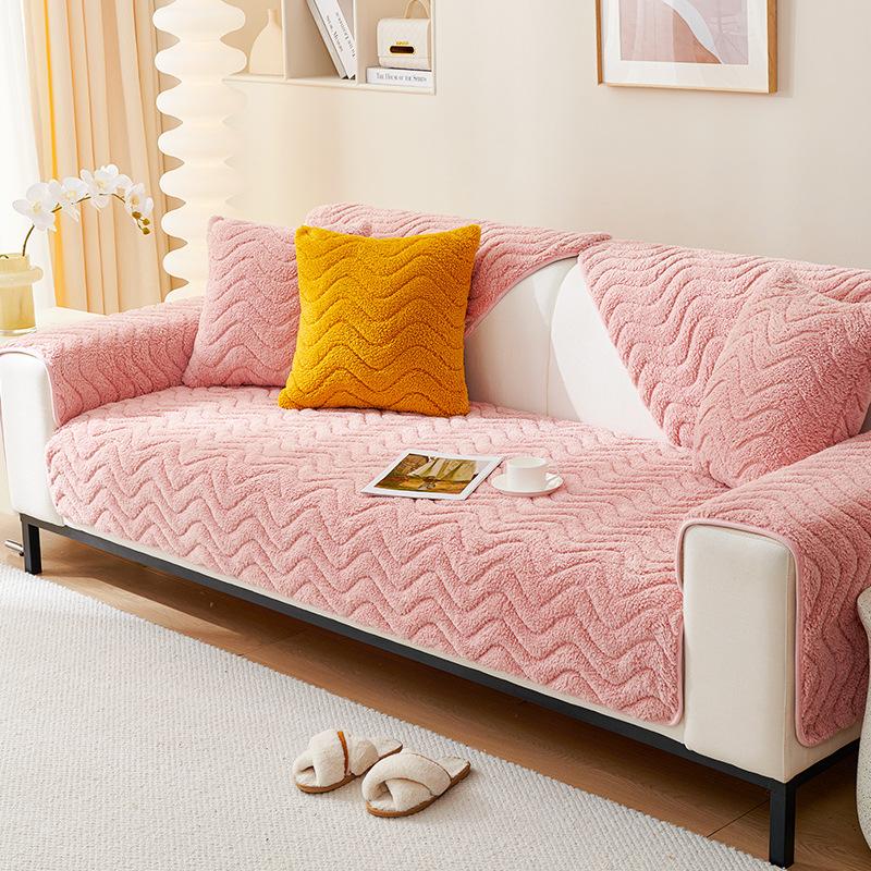 Velvet Sofa Cushion Winter Plush Non-Slip Seat Cover Cover Light Luxury Leather Sofa Special Cover Cloth