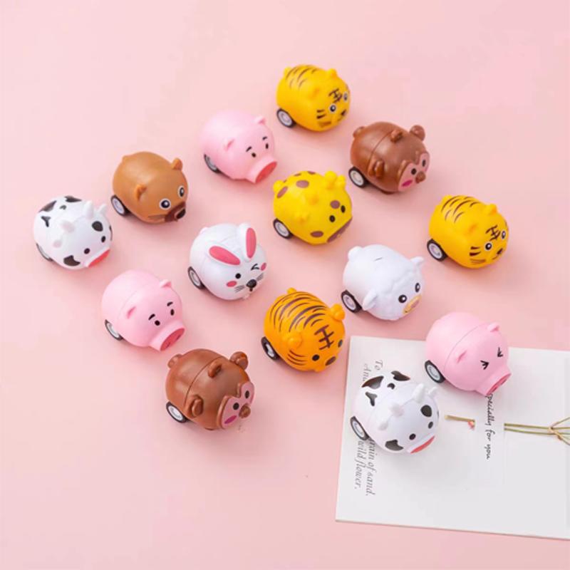 3 Pcs Cutecute Cartoon Animals Car Toys Mini Stunt Cars Parent-Child Interaction Puzzle Children'S Toys Boy Girl Birthday Gifts