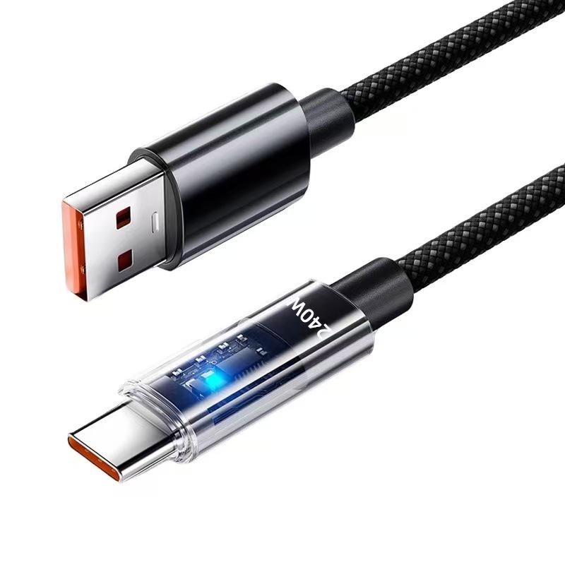 240W Type-C Braided Data Cable for Xiaomi, Meizu, Vivo - 6A Super Fast Charging