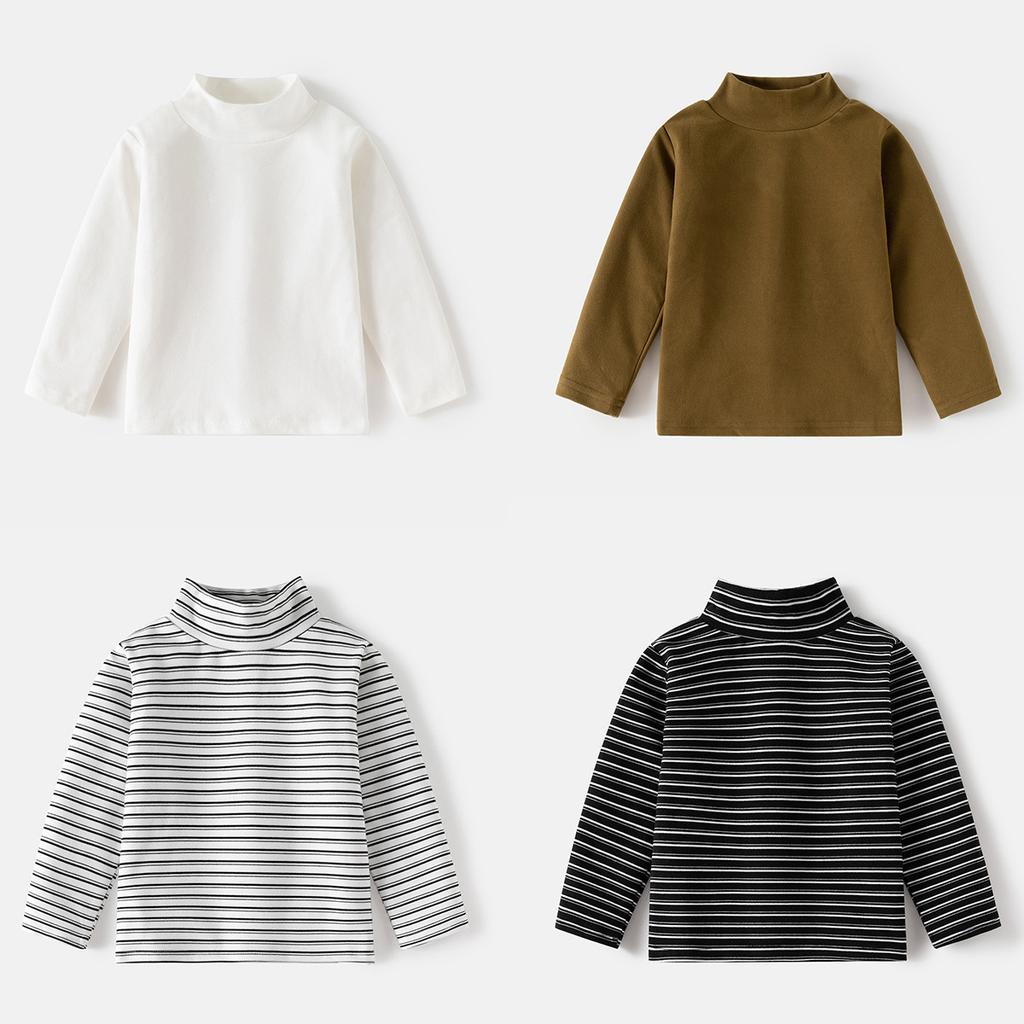 Children's long-sleeved T-shirts autumn and winter new boys' and girls' turtleneck base coats, baby warm tops, children's clothing