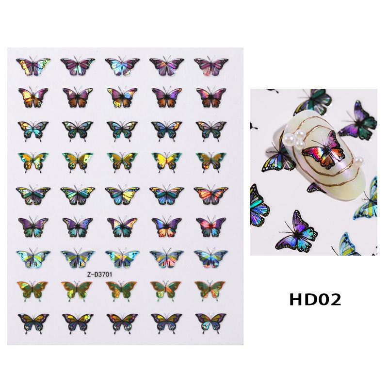 8 PC Holographic 3D Nails Stickers Nail Art Laser Butterfly Sticker Decal Butterflies Manicure Decoration Tool