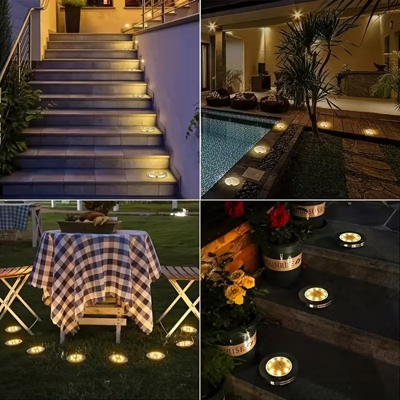 Słoneczne lampy zewnętrzne do wkopania z 16 diodami LED Zewnętrzne dekoracyjne oświetlenie krajobrazu Słoneczne lampy trawnikowe do ogrodów, dziedzińców i ścieżek