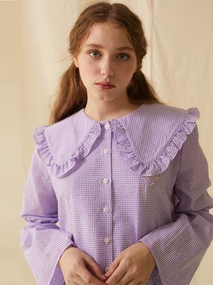 Holliseteonjeu Puff Check Blouse Purple