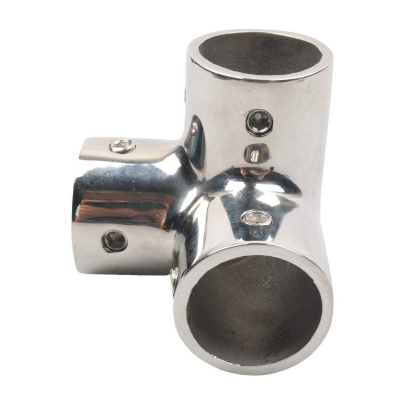 Boat Handrail Corner Fitting Tees Connector 316 Stainless Steel Rail Joint with Slip-On Tube Design and Set Screws for Assembly Work