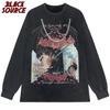 Black Source  ANIME MANGA VINTAGE WASH UNISEX TSHIRT  Octopus Men Harajuku TShirt Japanese Style