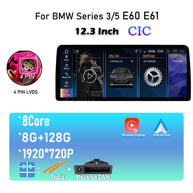 New 12.3 Inch IPS Screen Android 14 For BMW Series 3/5 E60 E61 E90 E92 Car Radio Player Multimedia GPS Navigation Video