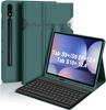 Samsung Galaxy Tablet Bluetooth Keyboard & Magnetic Leather Case for S10+/S9+/S7FE/S8+ with Pen Slot