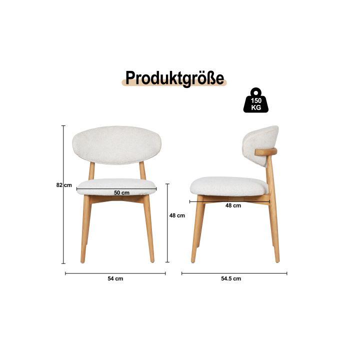 Chaise en bois - MUVOE - Daisy - Lot de 2 - Rembourrée - Design contemporain - Blanc/Naturel