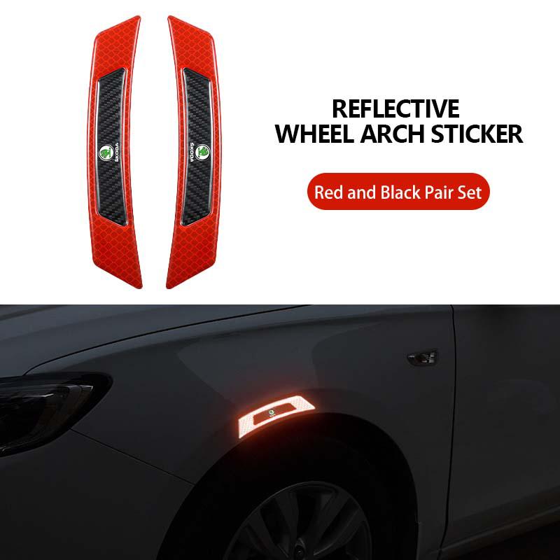 AAFM1 For Skoda Car Wheel Eyebrows Reflector Sticker Strip Safety Warning Reflective Accessories Fabia Kamiq Superb Scala Enyaq-iV MK3