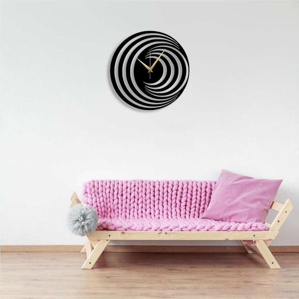 Large Size Clock & Wall Ornament/Metal Outdoor Wall Clock for Bedroom, Office -Black