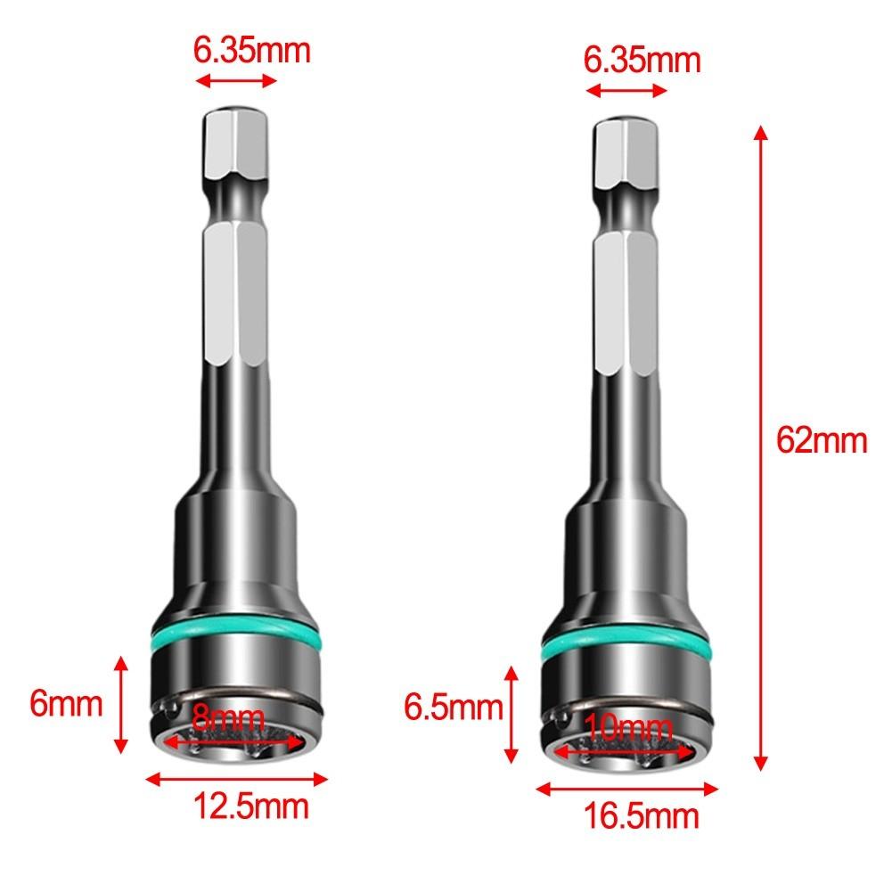 8mm and 10mm Hex Socket Sleeve Adapter with 1/4in Shank for Ratchet Wrench