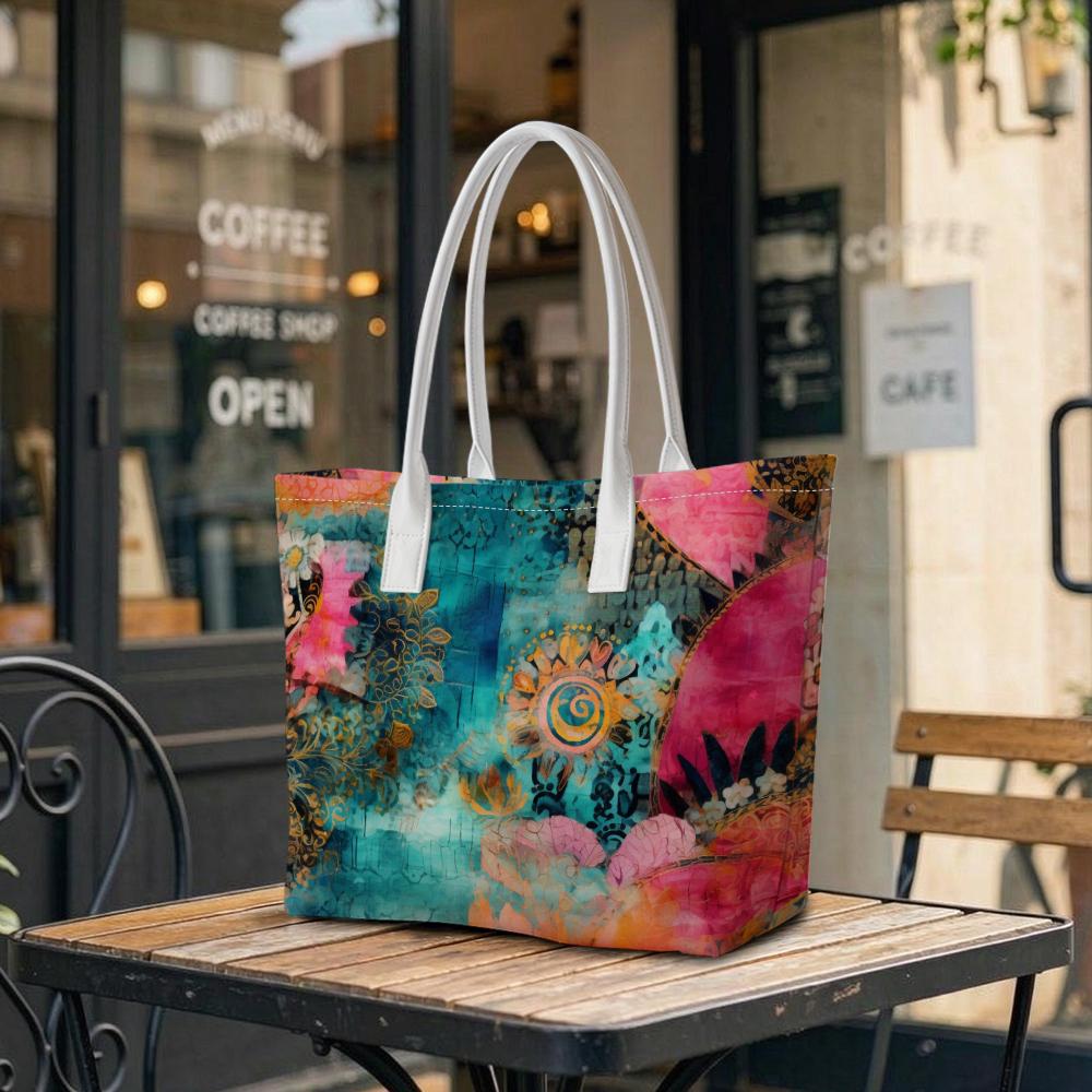 Bohemian Printed Tote Bag for Women Fashion Casual Large Capacity Shoulder Bag for Daily Shopping Travel 