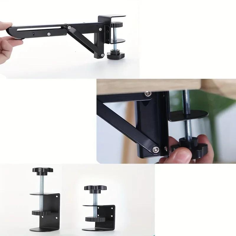 2PCS L-shaped Foldable Desktop Bracket Heavy-duty Punch-free Space-saving Desktop Extension Plate Rack Hardware Accessories