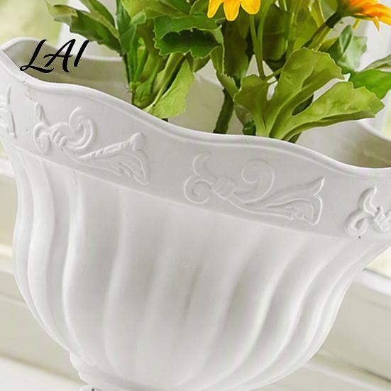 Lightweight Plant Pots White Urn Planter Pot Tall Vintage Roman Column Flowerpot Plastic Decorative Container for Indoor Outdoor Garden Front Porch