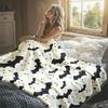 Halloween White Bat Flannel Blanket Warm Soft Halloween Christmas Decorative Couch Warm Cozy All-Season Gift