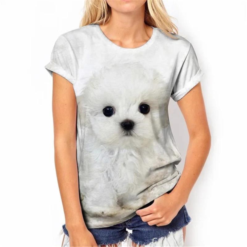 Wszechstronny Zabawny Wielokolorowy Nadruk 3D Damski T-shirt Krótki Rękaw Lato Casual Seksowny Dekolt w Serek Personalizowany Damski Damski Top Odzież