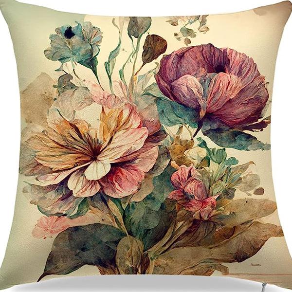 American Retro Linen Peach Leather Velvet Pillow Case Living Room Sofa Office Car Cushion