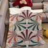 Art Deco Fan Motif Flannel Blanket Warm Soft Halloween Christmas Couch Warm Cozy Decorative Decor Gift for All Season