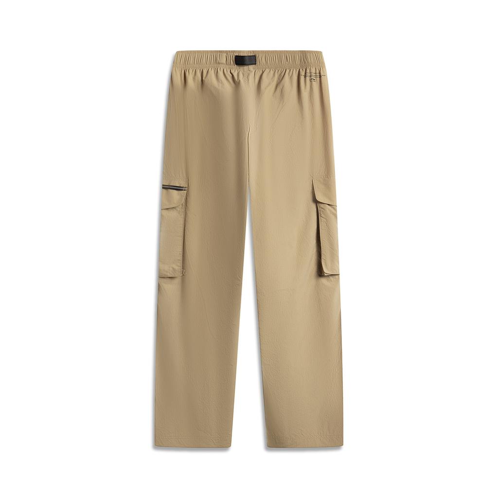 Li-Ning Simple Solid Color Straight Leg Comfortable Versatile Casual Pants Men Bottoms Brown Khaki AKXV151-5
