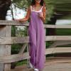 Women's Fashion Casual Cotton And Linen Adjustable Suspender Jumpsuit Pants Solid Color Leg Split Jumpsuit
