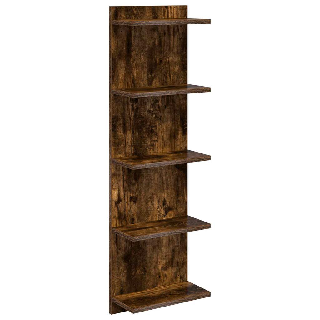 Wall Shelf Smoked Oak 30 x 15 x 100 cm Wood Material