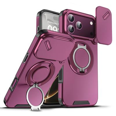 Case For iPhone 18 17 16 14 13 12 15 Pro Max Plus 16e 17e Air Armor Slide Camera Ring Magnetic Stand Shockproof Phone Funda