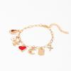 Creative Heart Letter Pendant Bracelet with Drip Oil Flower Charm for Women