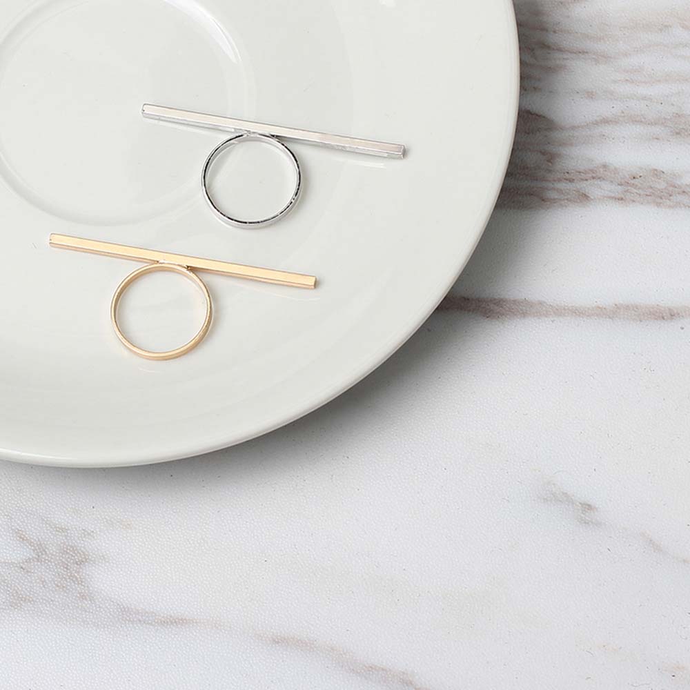 Exaggerated Simple Long Strip Shape Korean Girls One Word Rings Fashion Jewelry Finger Ring Copper