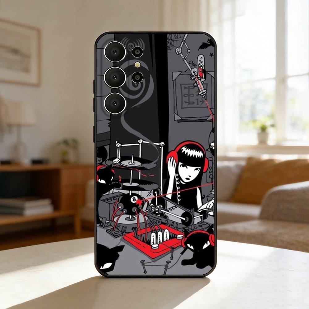 Cat E-Emily The Strange Phone Case For Samsung S26,S25,24,23,22,30,21,10,9,Ultra,Plus,Lite,FE Soft Black Case Samsung S235G