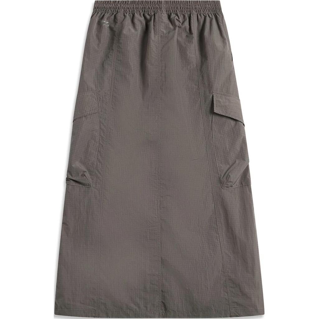 Li Ning Sports Lifestyle Series Solid Color Mid Waist Drawstring Comfortable Breathable Straight Casual Long Skirt Women Skirts ASKU128-2