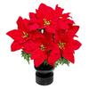Simulated Flowers Lifelike Plant with Green Leaves Red Flower Flannel Christmas Fake Foliage Home Office Decor