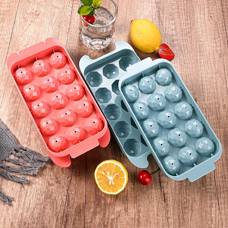 Diamantová kulatá forma na led Domácí lednice s víkem Whiskey kostky ledu Pivo Chlazení Ledový hokej Stroj na výrobu ledu