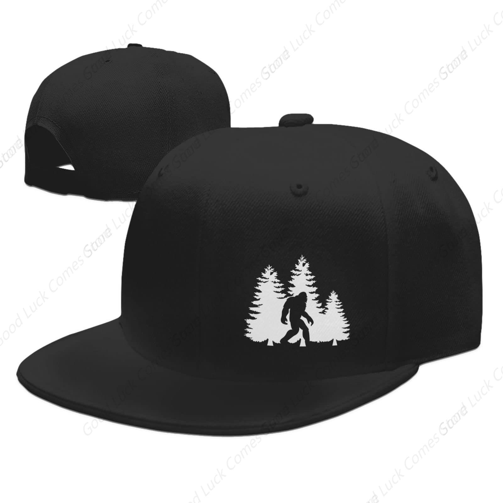 

Bigfoot Snapback Hats for Unisex Black Baseball Cap Women Adjustable Flat Bill Dad Hat Funny Trucker Hat for Summer Adjustable