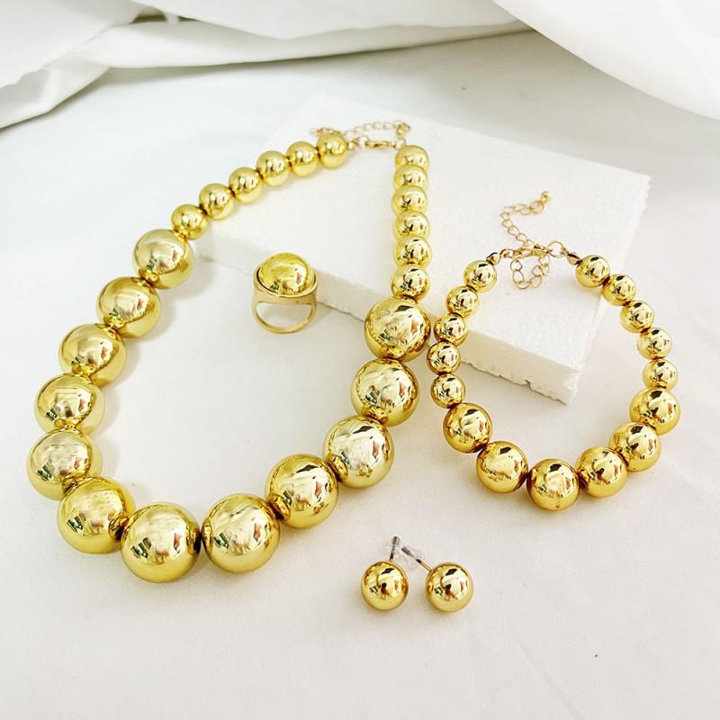 Elegant Korean Vintage Pearl Necklace Set Women Choker Chain Earrings Bracelet Wedding Bridal Formal Dress