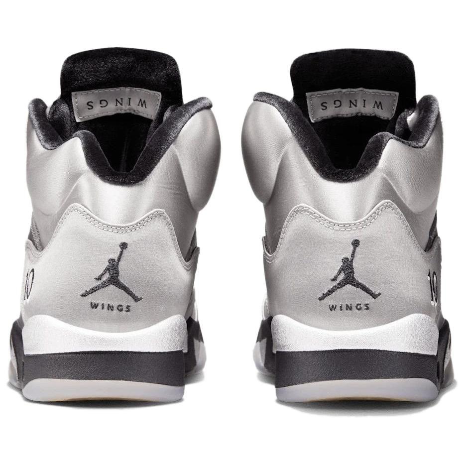 Jordan Air Jordan 5 Slip Resistant Abrasion Resistant High top Vintage Basketball Shoes Women's Gray Black IO2038-001
