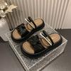 Thick-soled Slippers for Women's Outer Wear 2025 Summer New Fashion Pearl Muffin Cool Slippers for Women
