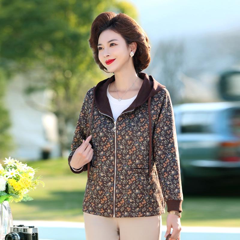 

Spring Floral Button-Up Jacket: Casual, Age-Reducing Cardigan for Middle-Aged and Elderly Women 5XL (suggested 145-160 kg) оранжевый