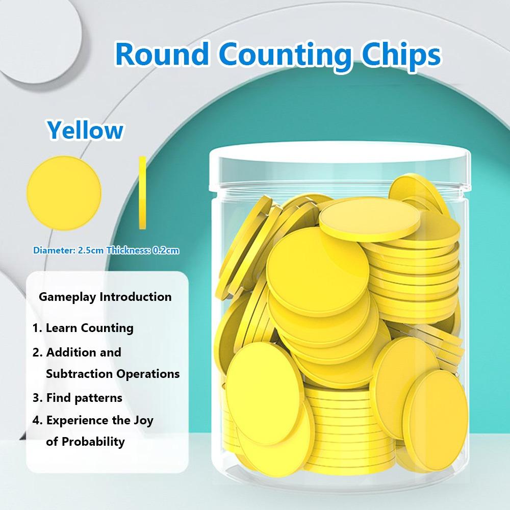 100pcs Plastic Counting Chips Addition Subtraction Operation Board Games Tokens Teaching Tool Colored Round Poker Chips
