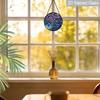 2D Flat Stained Glass Tree of Life Window Decoration, 7.87inches Blue Purple Elegant Design Colored Glass Plate with Chain, Charming Spring Summer