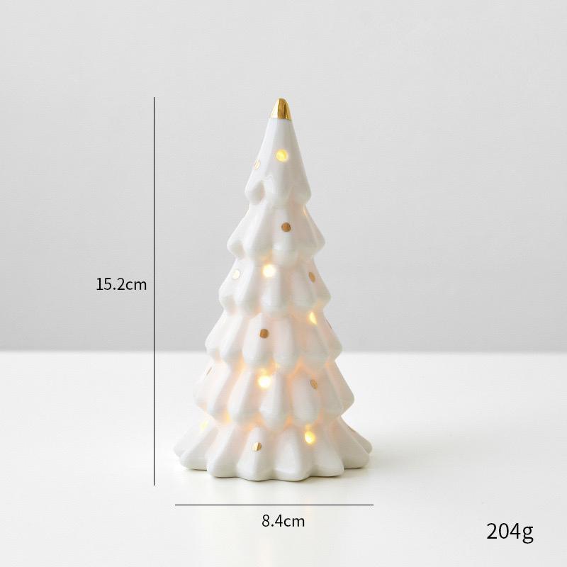 Weißer Keramik Weihnachtsbaumschmuck Dekoration Neujahrsfeiertag Tischaufsteller für Zuhause Festliche Dekoration Geschenk