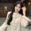2025 A/W Snow Lotus Chic Qipao Set: Velvet-Lined Long Sleeve Dress