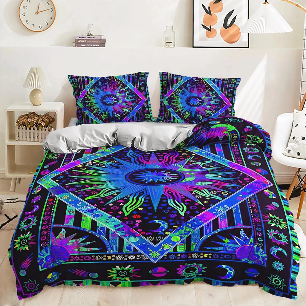 3d Bohemian Bedding Set Boho Flowers Duvet Cover Pillowcases Queen King Size 2/3pcs Bed Linens For Woman Couple