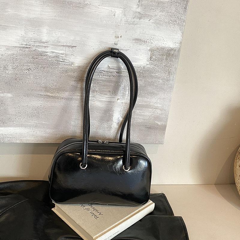 Vintage Braune Ein-Schulter-Taschen Damen Herbst Winter Texturiert Pendler Achseltasche Mode PU-Leder Handtaschen