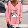 JPNTKY Women's Fashion Casual Long Sleeve V-Neck Blouses & Shirts