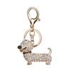Key Chain Dachshund Dog Design Hanging Ornament Rhinestone Inlaid Bag Pendant