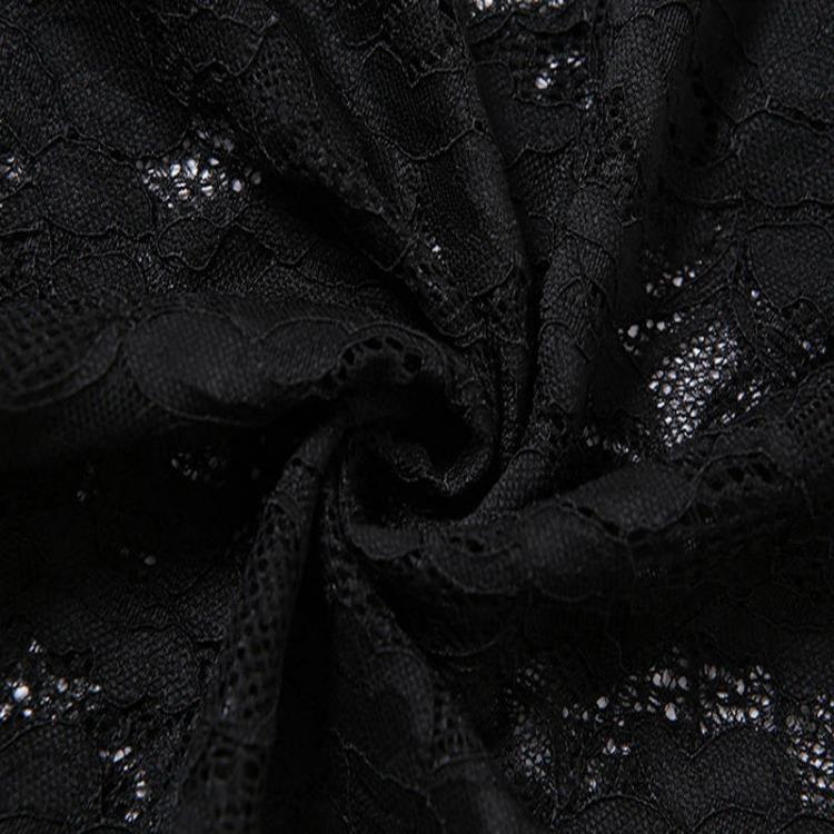 Sexy Backless Long Split Lace Dress for Women Square Collar Three Quarter Sleeve Summer Solid Dress