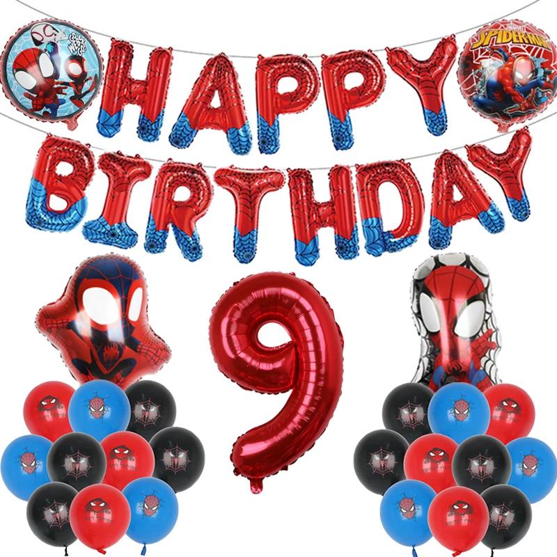 1set Spiderman Balloon Red Spiderman And Friends Aluminum Foil Balloon Baby Shower 1-9 Years Birthday Party Decorations Kids Toy